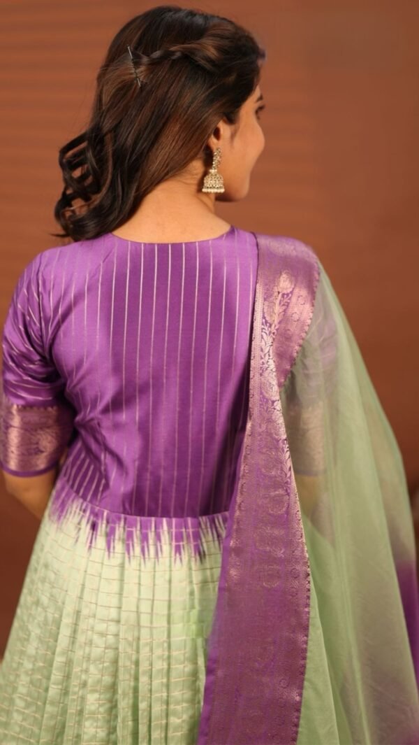 Nainisha Purple Banarasi Silk Gown - Image 4