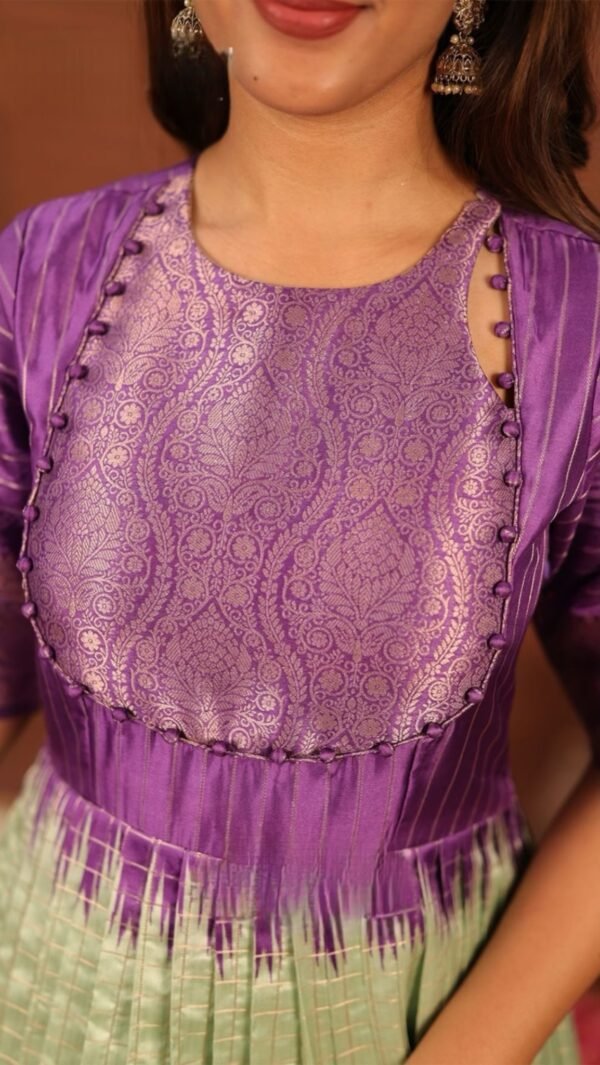Nainisha Purple Banarasi Silk Gown - Image 5