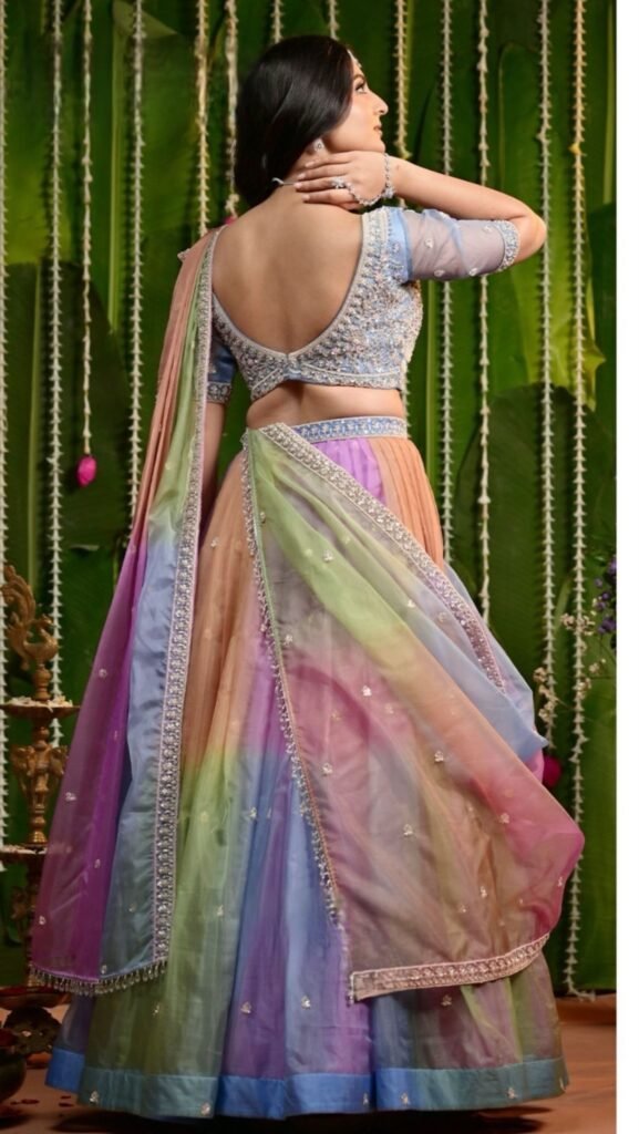 Sona Rainbow Organza Lehenga Set