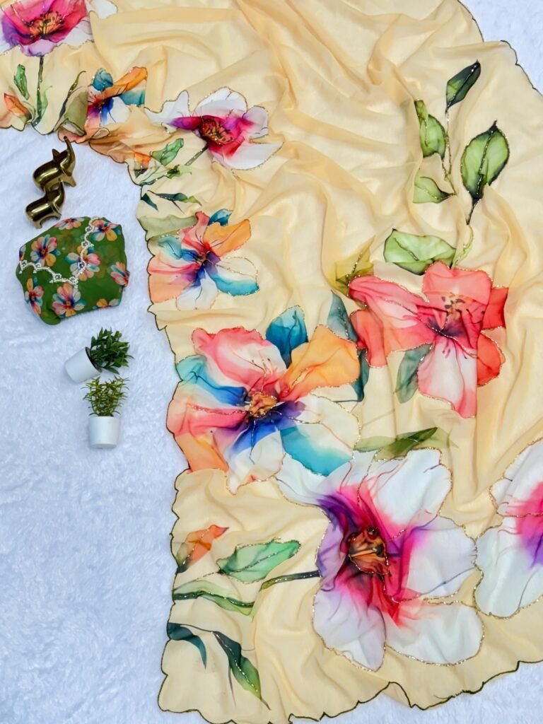 LYORA - Floral chiffon sarees