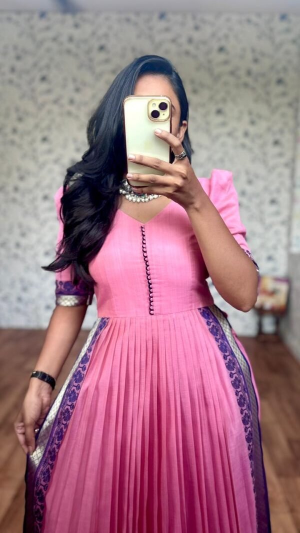 Iyla pink kanchi cotton suit - Image 6