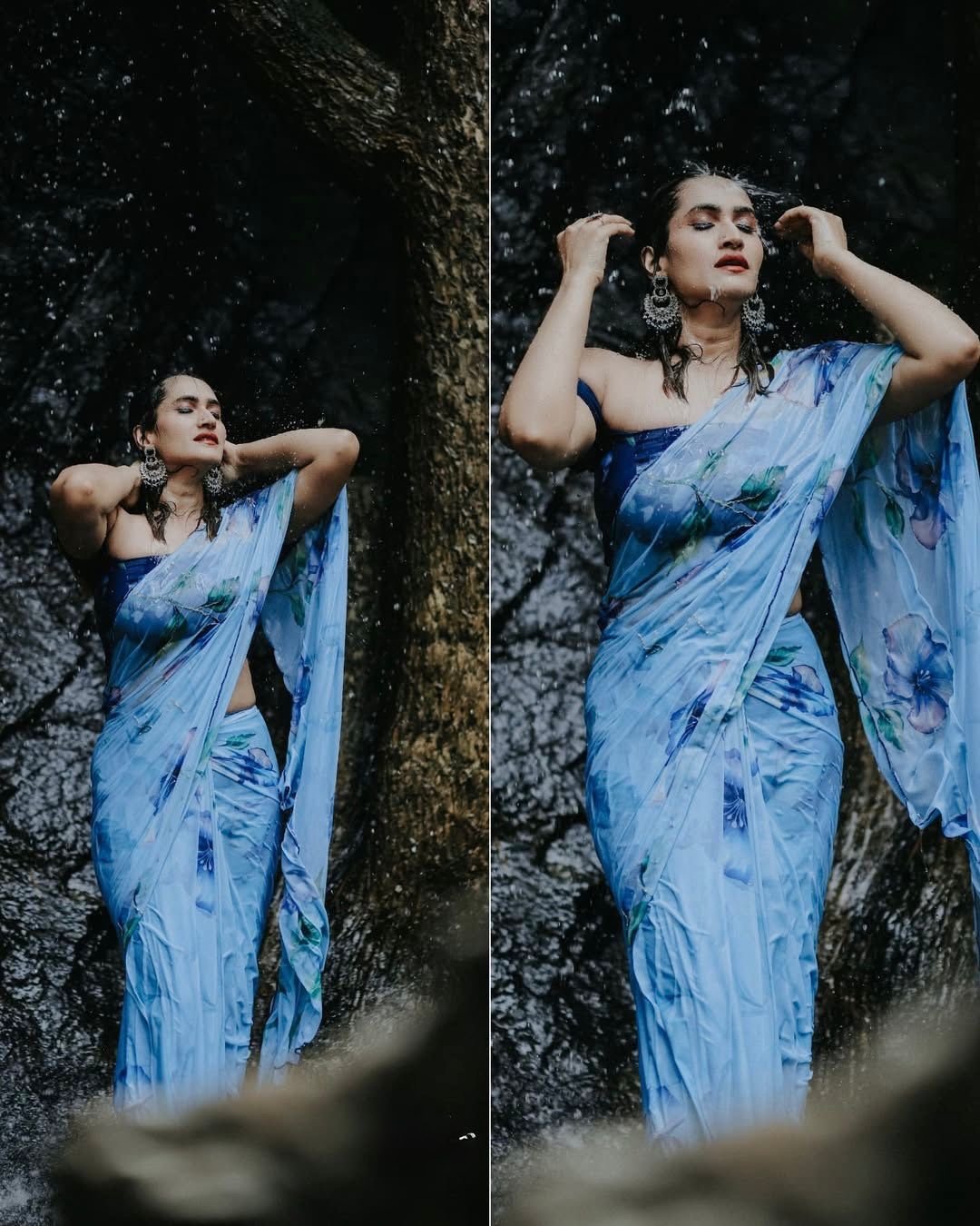 LYORA - Floral chiffon sarees - Image 5