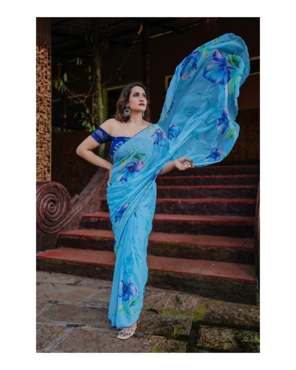 LYORA - Floral chiffon sarees - Image 4