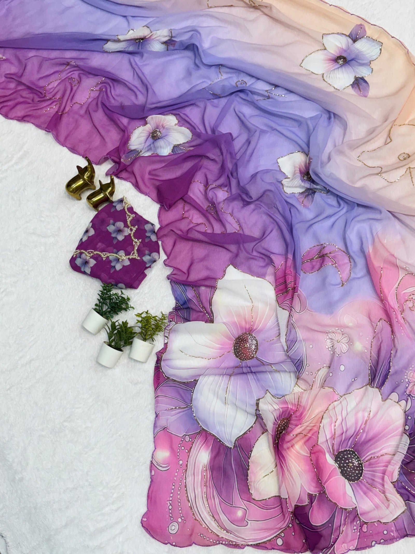 LYORA - Floral chiffon sarees - Image 2