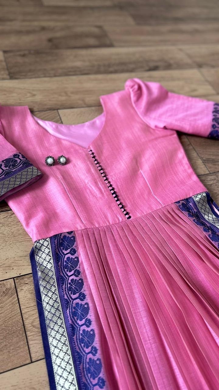 Iyla pink kanchi cotton suit - Image 10