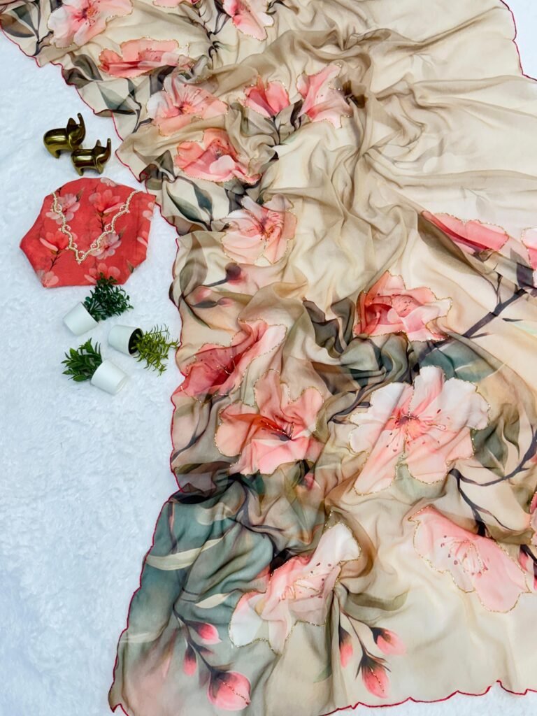 LYORA - Floral chiffon sarees