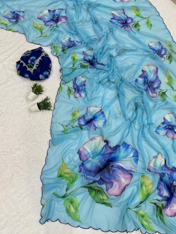 LYORA - Floral chiffon sarees - Image 3