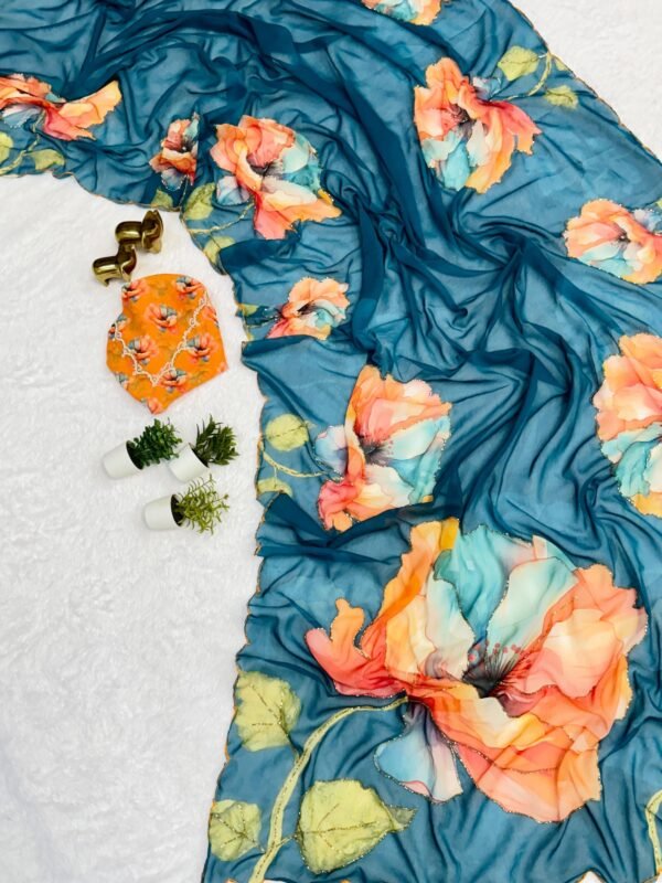 LYORA - Floral chiffon sarees - Image 7