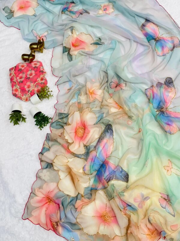 LYORA - Floral chiffon sarees - Image 10