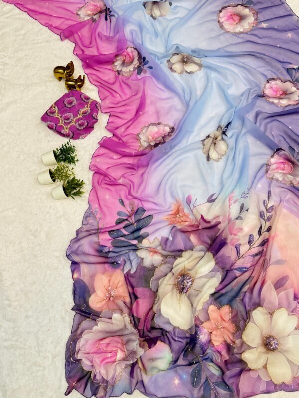 LYORA - Floral chiffon sarees - Image 12