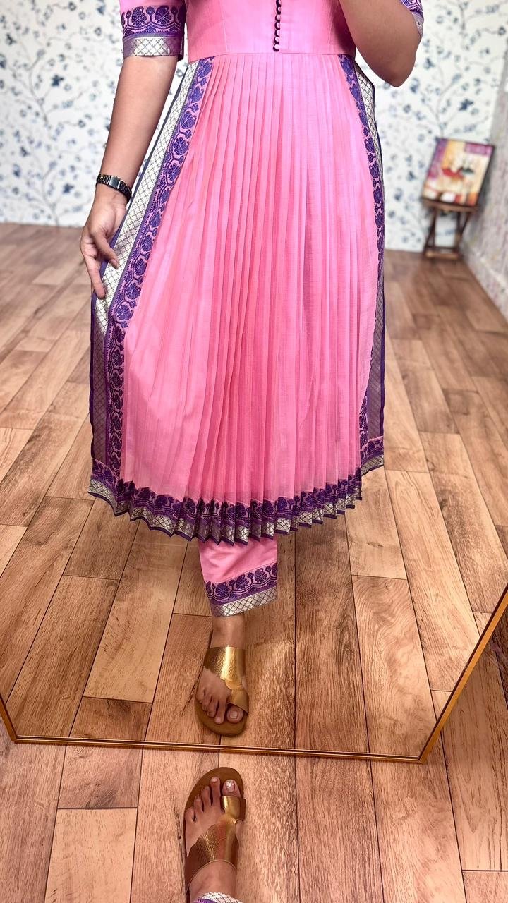Iyla pink kanchi cotton suit - Image 8