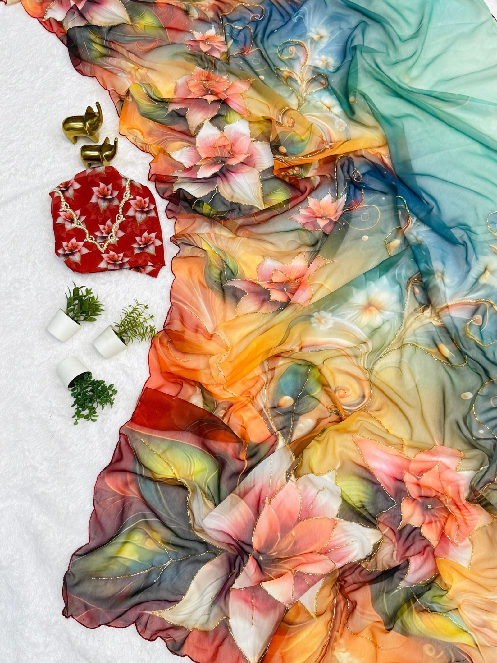 LYORA - Floral chiffon sarees - Image 9