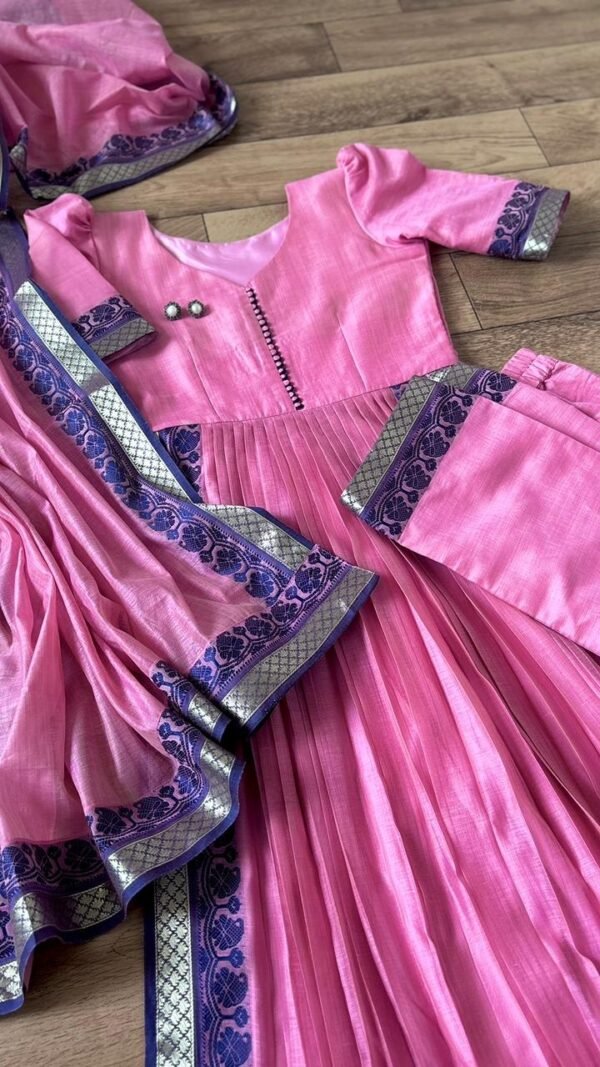 Iyla pink kanchi cotton suit - Image 9