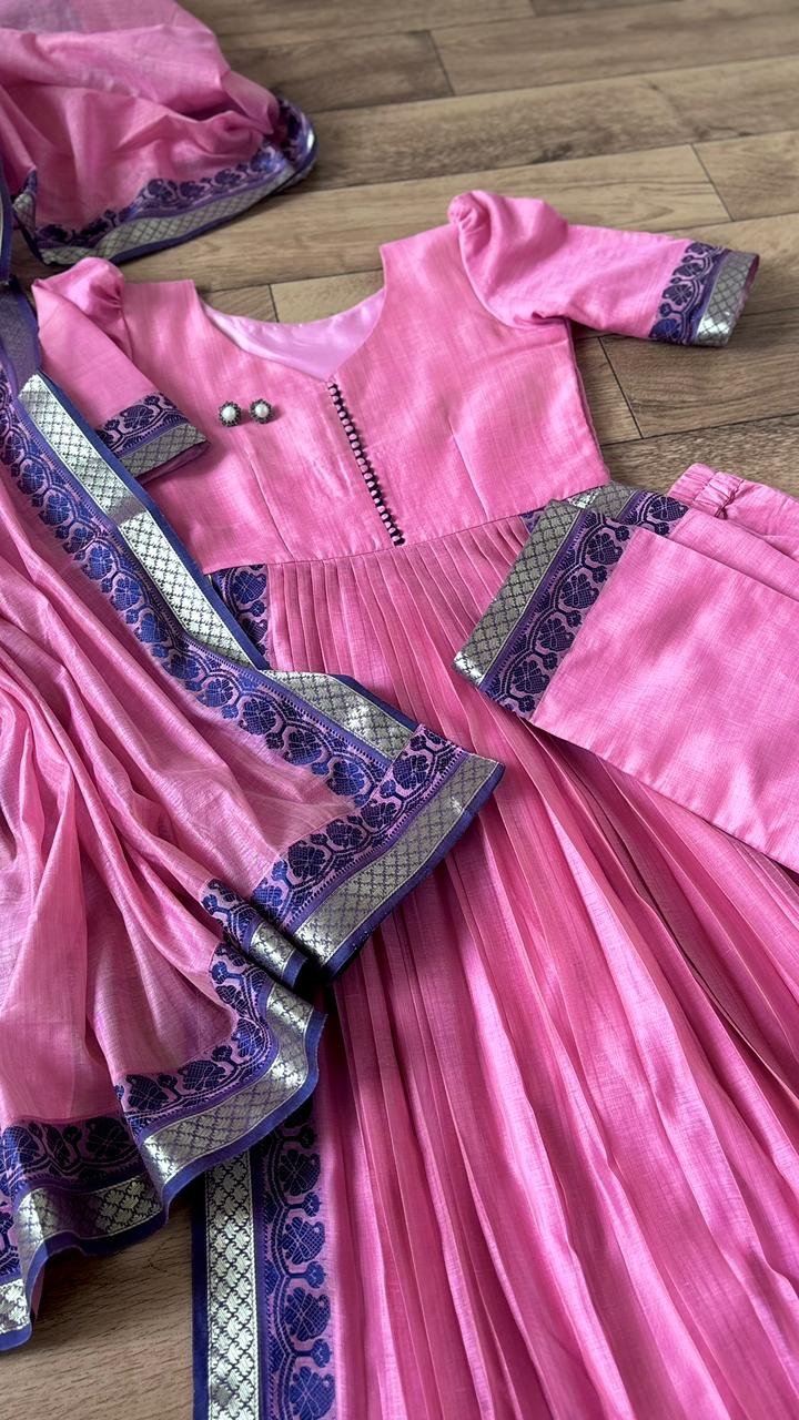 Iyla pink kanchi cotton suit - Image 9