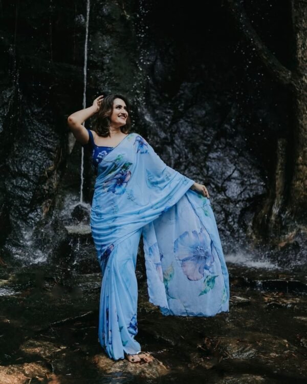 LYORA - Floral chiffon sarees - Image 6
