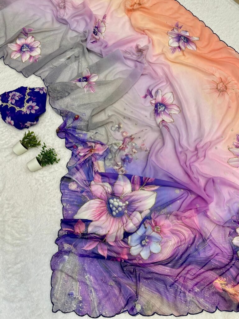 LYORA - Floral chiffon sarees