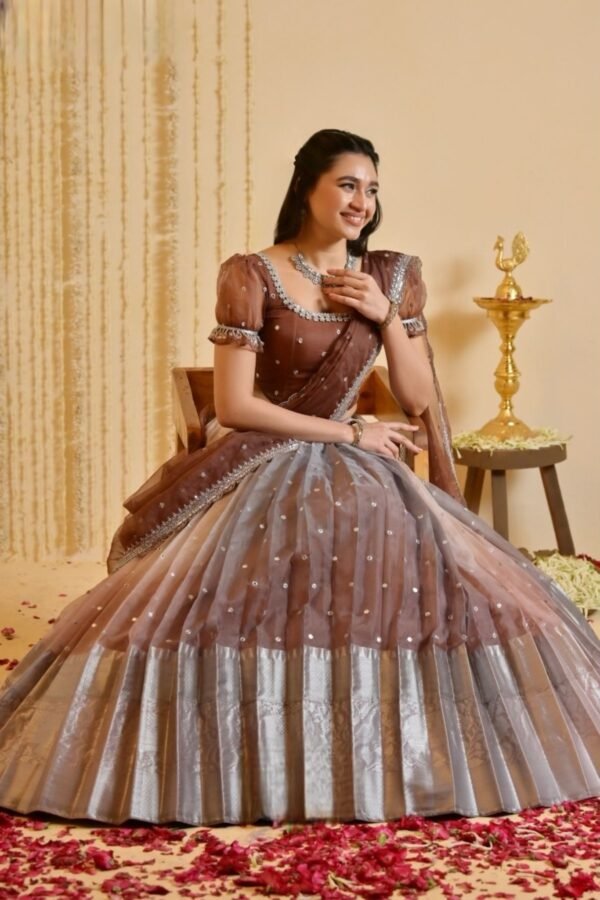 Shasha Lehenga Set in Brown - Image 6