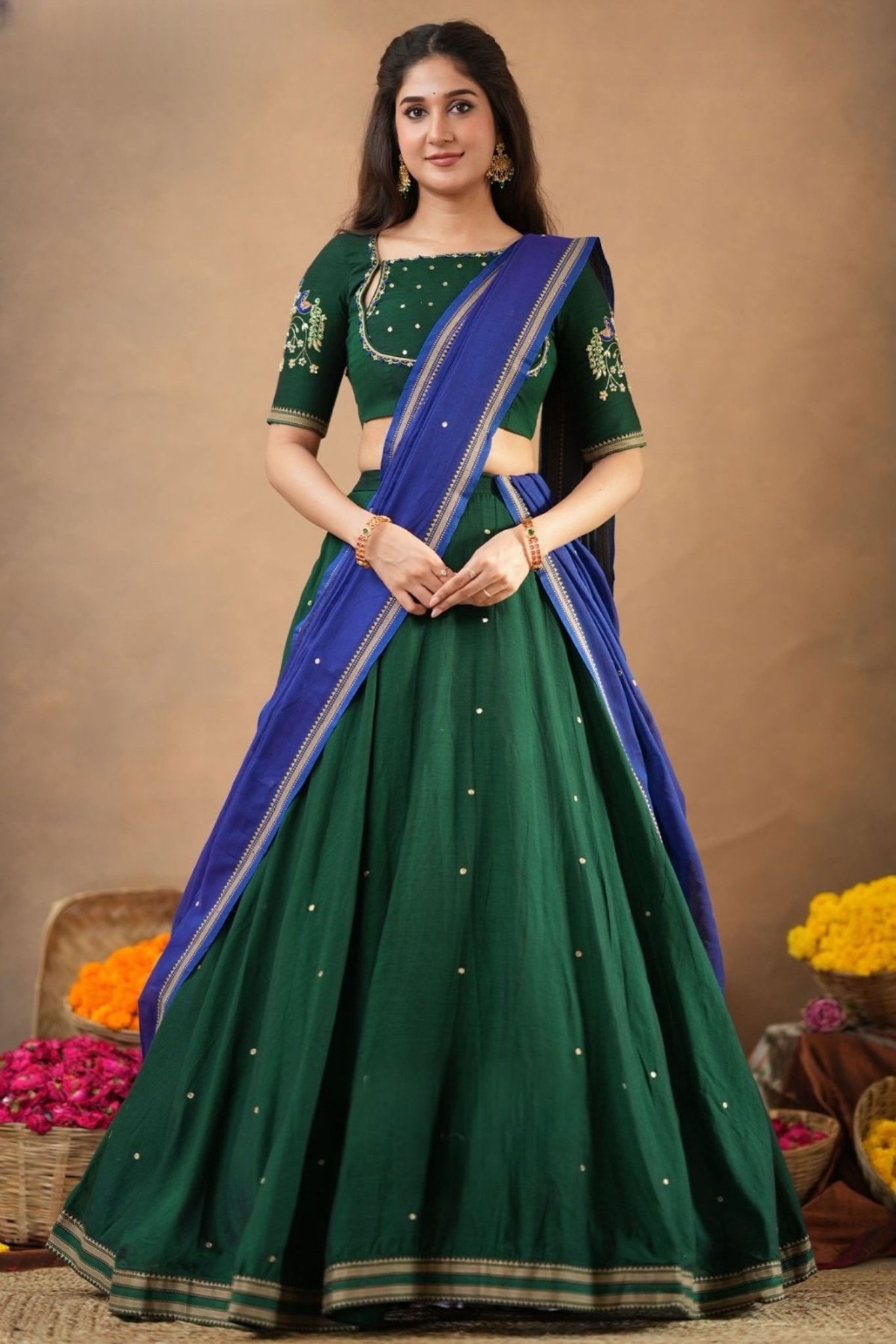 Ahrana 2-In-1 Cotton Half Saree - Image 1