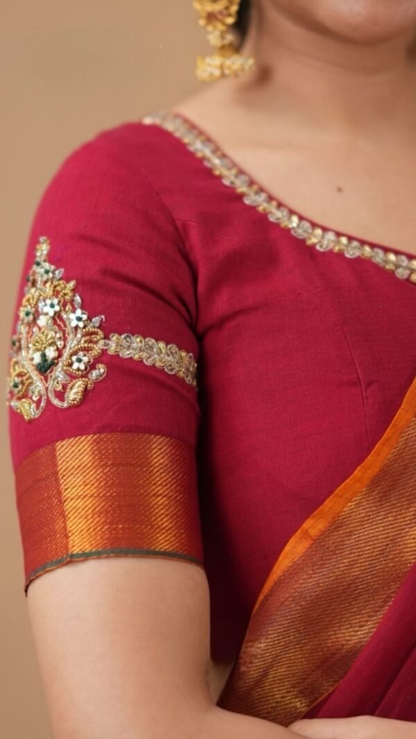 Narhini 2-In-1 Half Saree In Red - Image 7