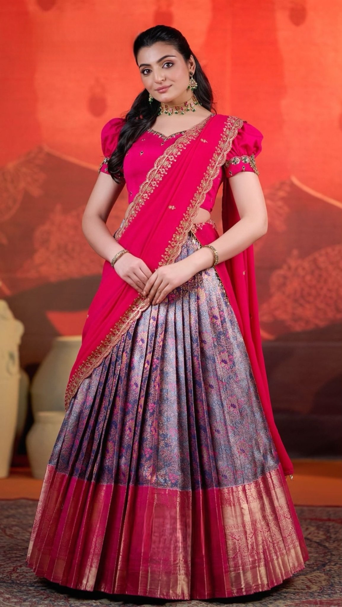 Rahana Banarasi Lehenga Set in PInk - Image 1