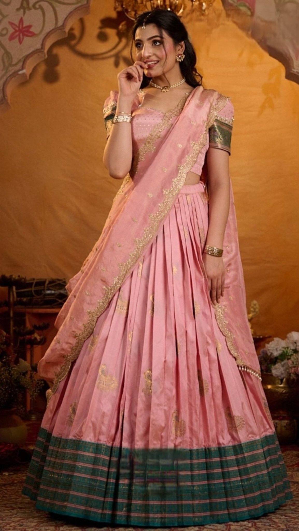 Sumitha Half Saree in Baby Pink - Image 1