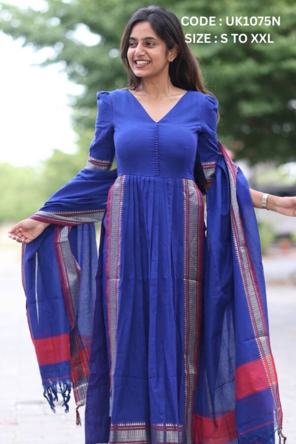 Sadha Blue Handloom Suit Set - Image 2
