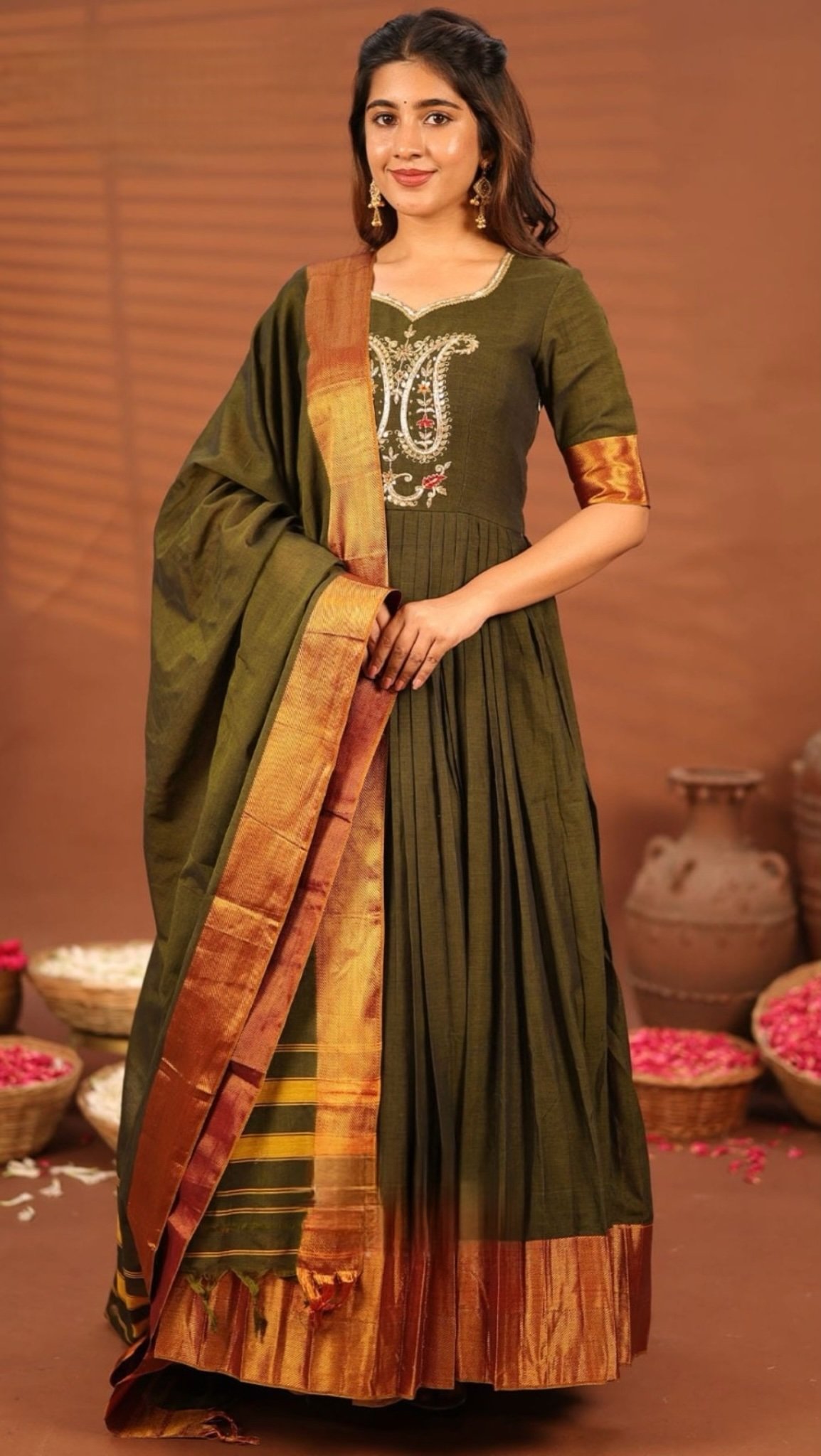 Sharadha Green Anarkali Gown Set - Image 1