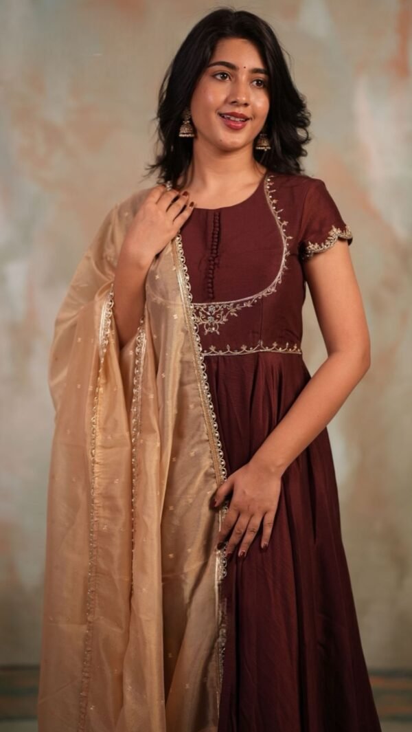 Padmini Chanderi Silk Anarkali Dress - Image 3