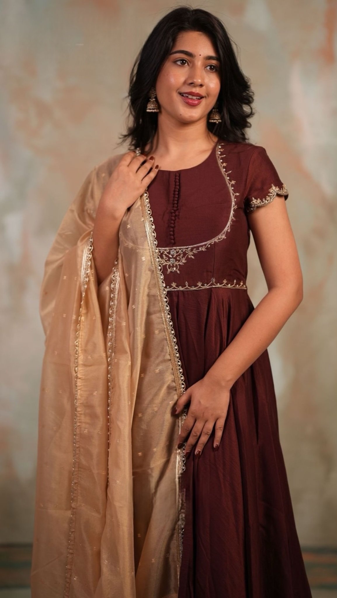 Padmini Chanderi Silk Anarkali Dress - Image 3