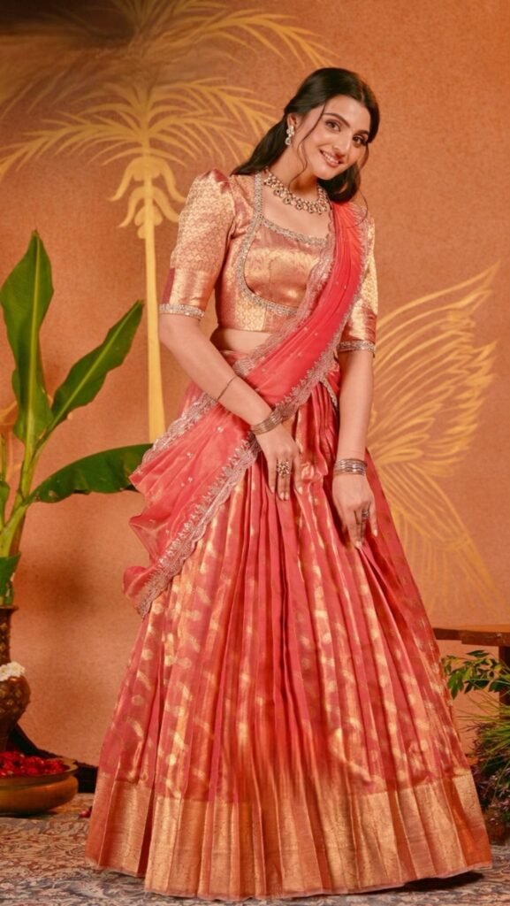 Maya tissue zari lehenga