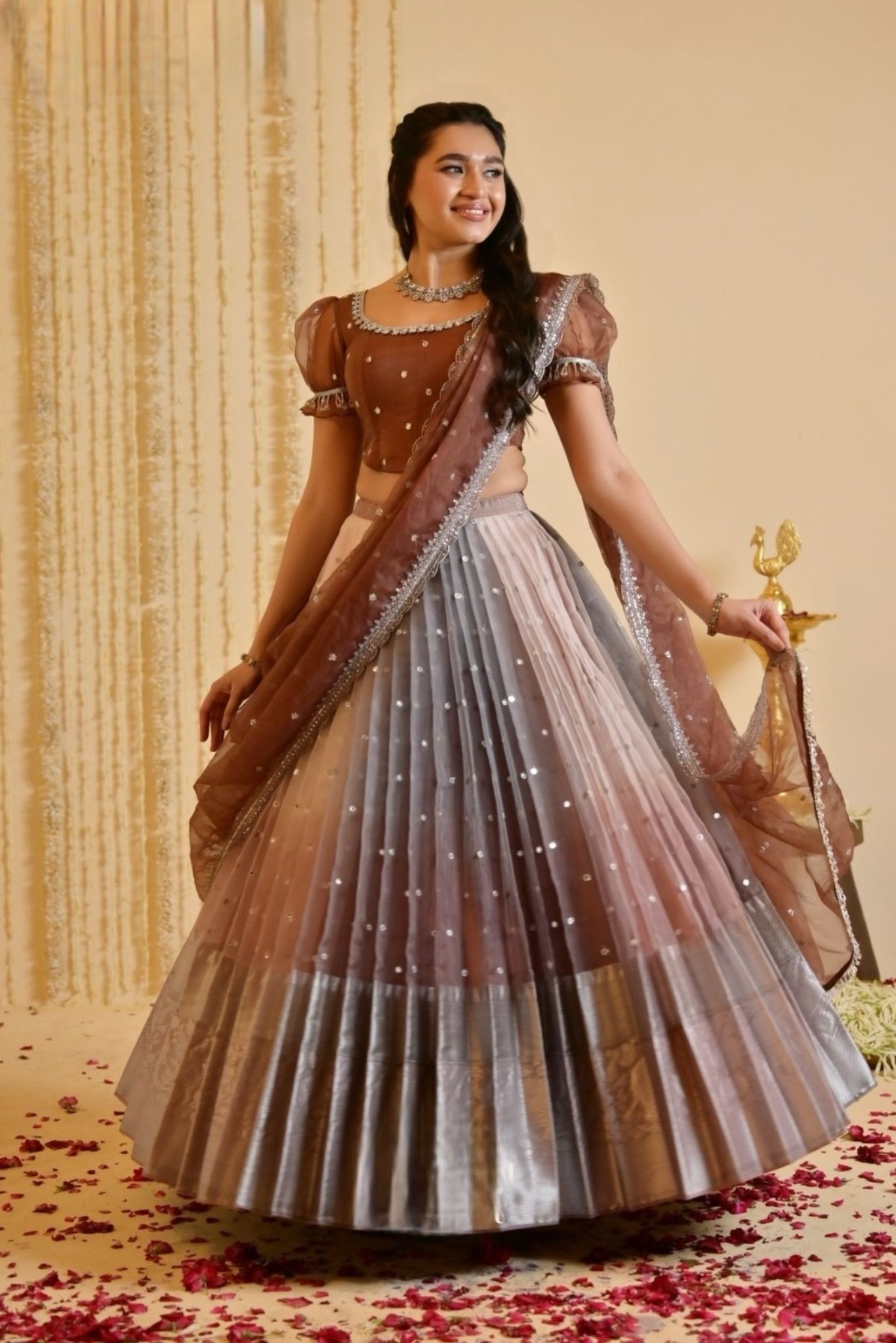 Shasha Lehenga Set in Brown - Image 1