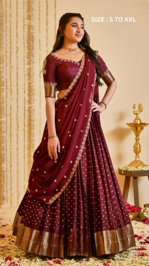 Manishaa Maroon Viscose Dola Lehenga Set
