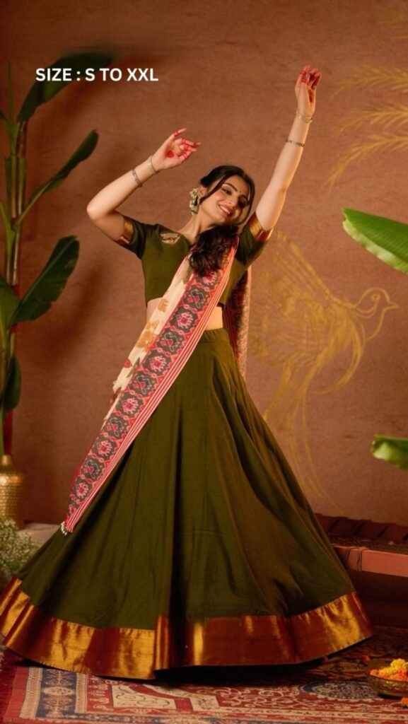 Tharvikha Lehenga Set in Mehendi