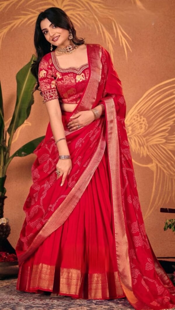 MANGAI Bridal Red lehenga