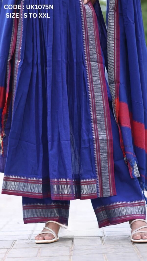 Sadha Blue Handloom Suit Set - Image 4