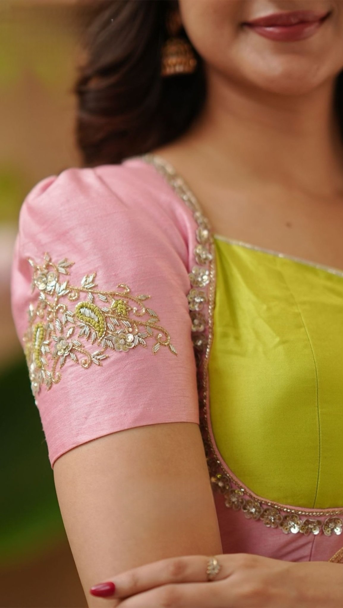 Niveditha Soft Silk Lehenga Set In Lime Green - Image 3