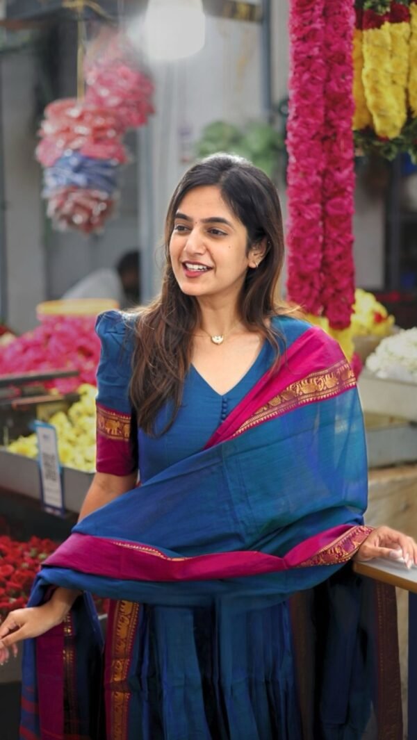 Saanvi Peacock Blue Suit Set - Image 4