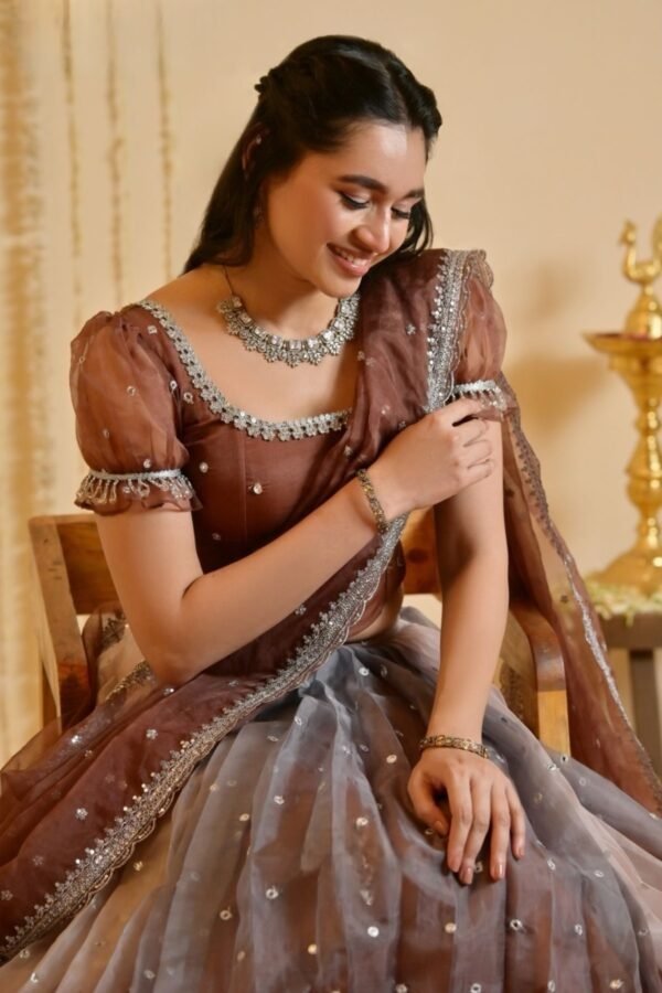 Shasha Lehenga Set in Brown - Image 3