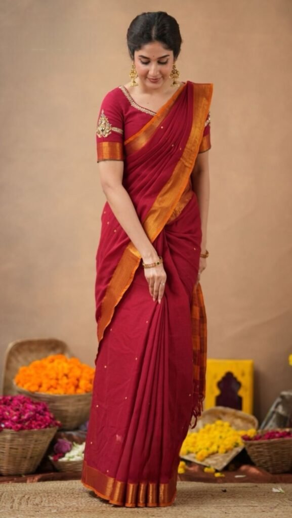 Narhini 2-In-1 Half Saree In Red