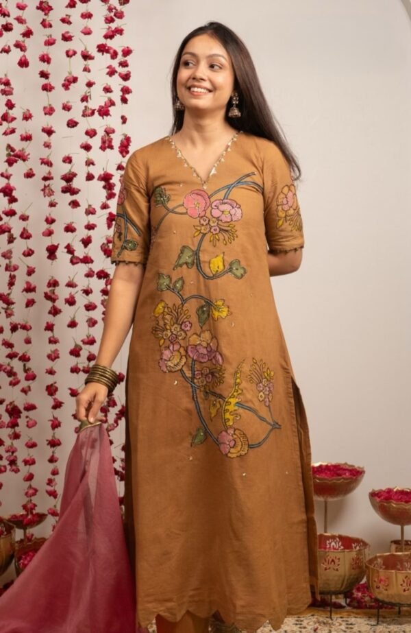 Rishha Kurta Set In Ochre Yellow - Image 3