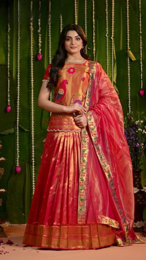 Veda 2 in 1 Silk Lehenga set with Jacket - Image 2