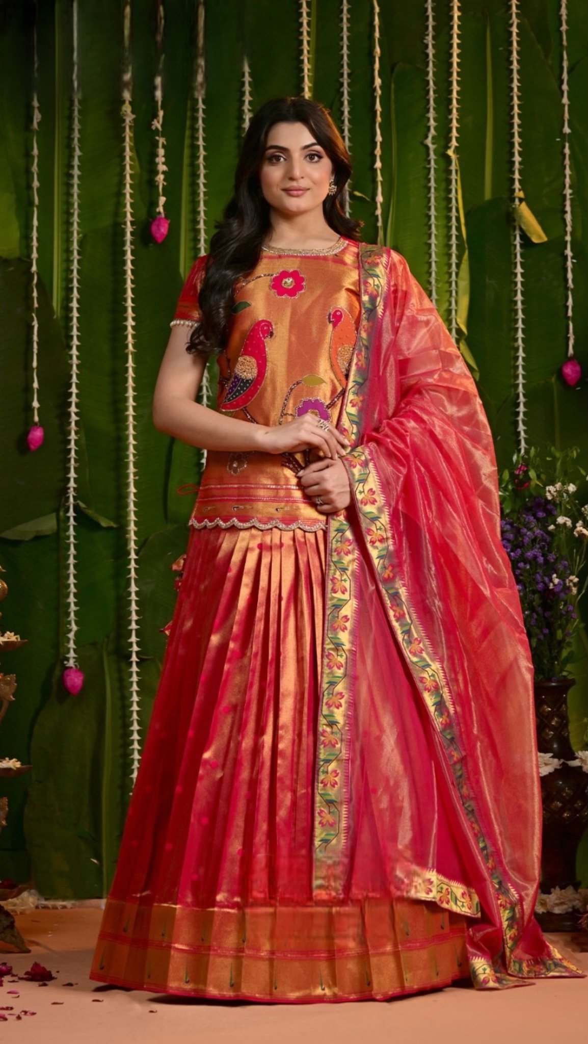 Veda 2 in 1 Silk Lehenga set with Jacket - Image 2