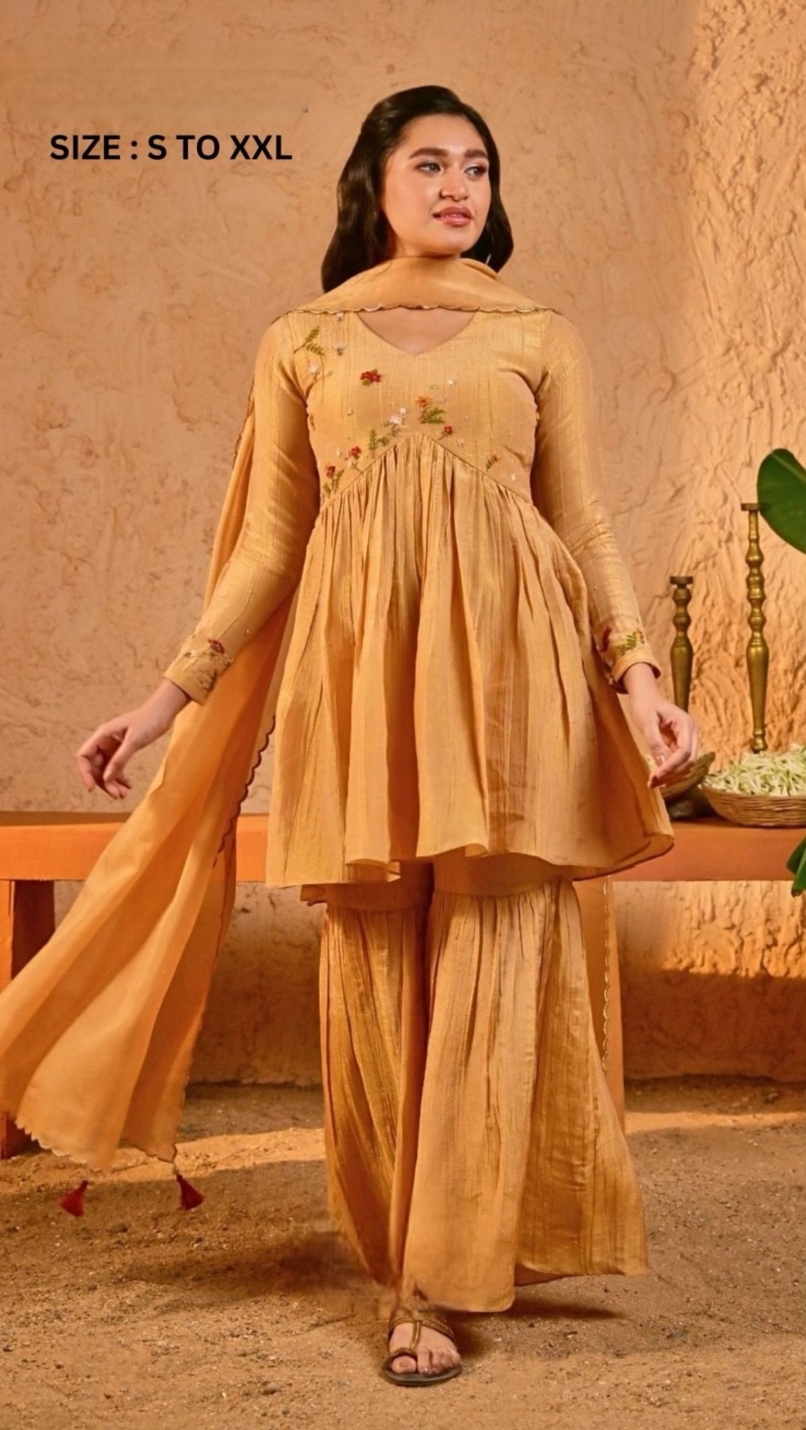 Kamini Kurta Plazo In Yellow - Image 1