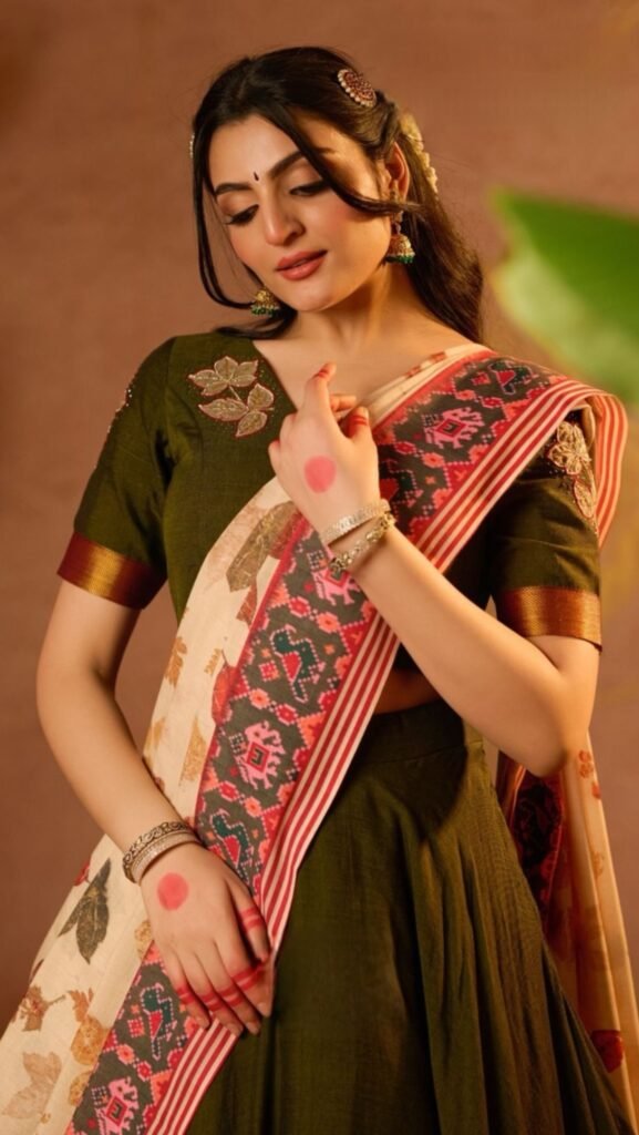 Tharvikha Lehenga Set in Mehendi