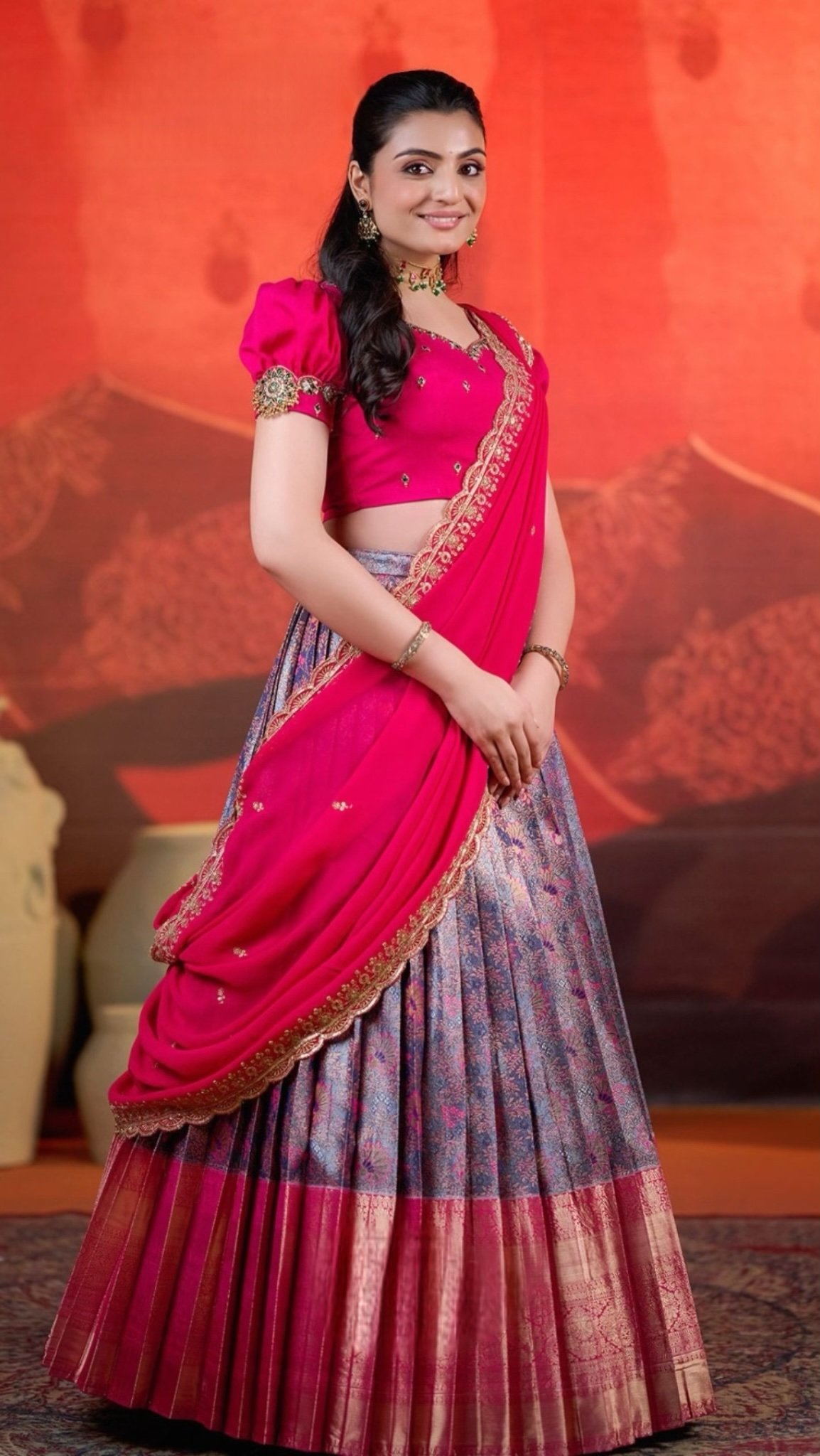 Rahana Banarasi Lehenga Set in PInk - Image 4