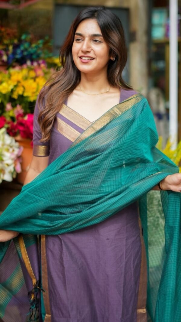 Tharani Handloom Purple Suit Set - Image 3