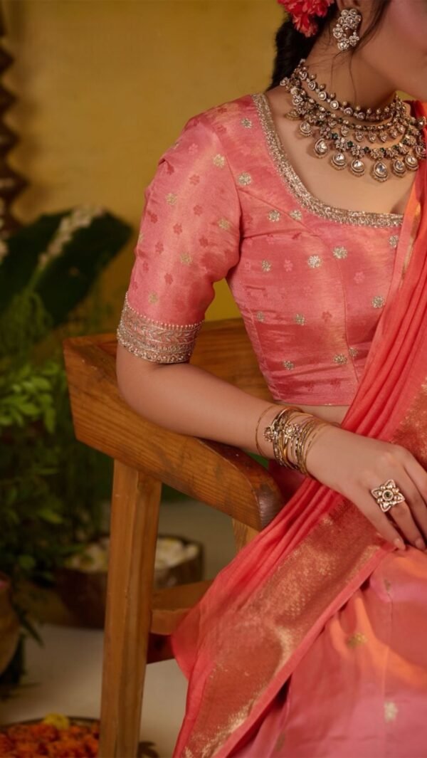Sobhita Soft Silk Half Saree Pastel Pink Lehenga - Image 3