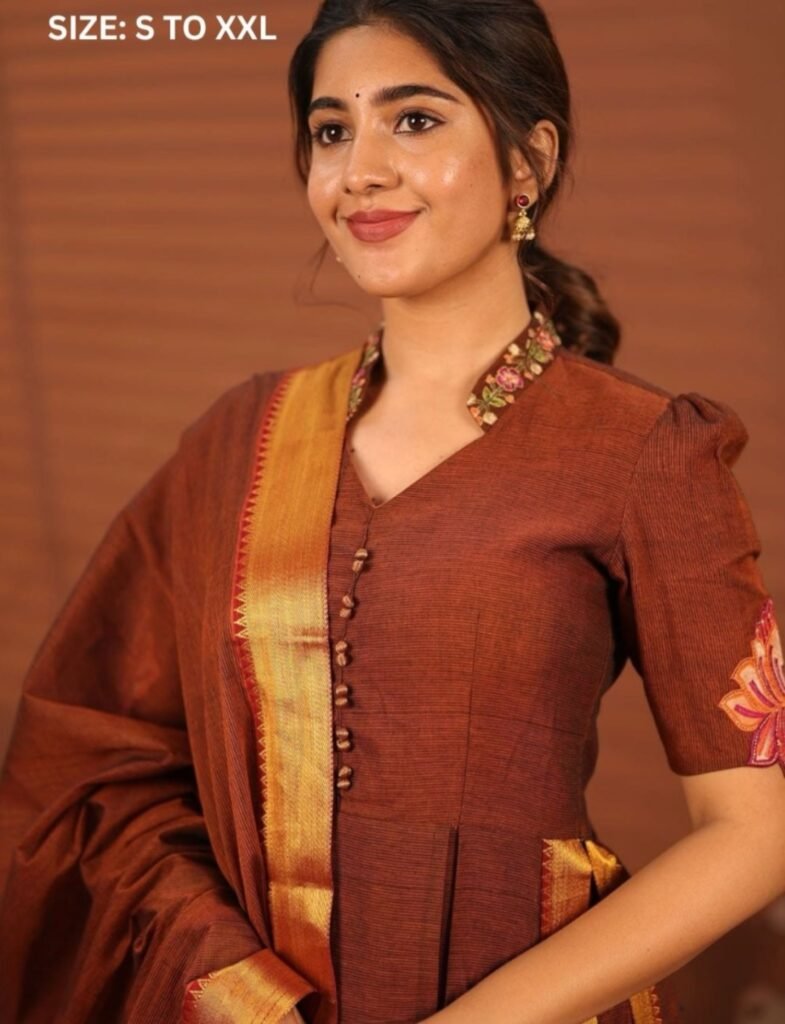 Raani Brown Handloom Kurta Set