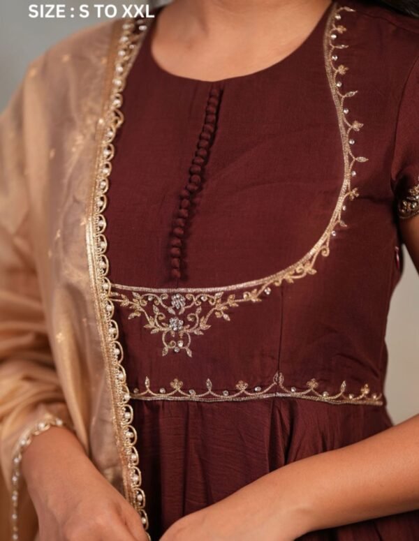 Padmini Chanderi Silk Anarkali Dress - Image 4