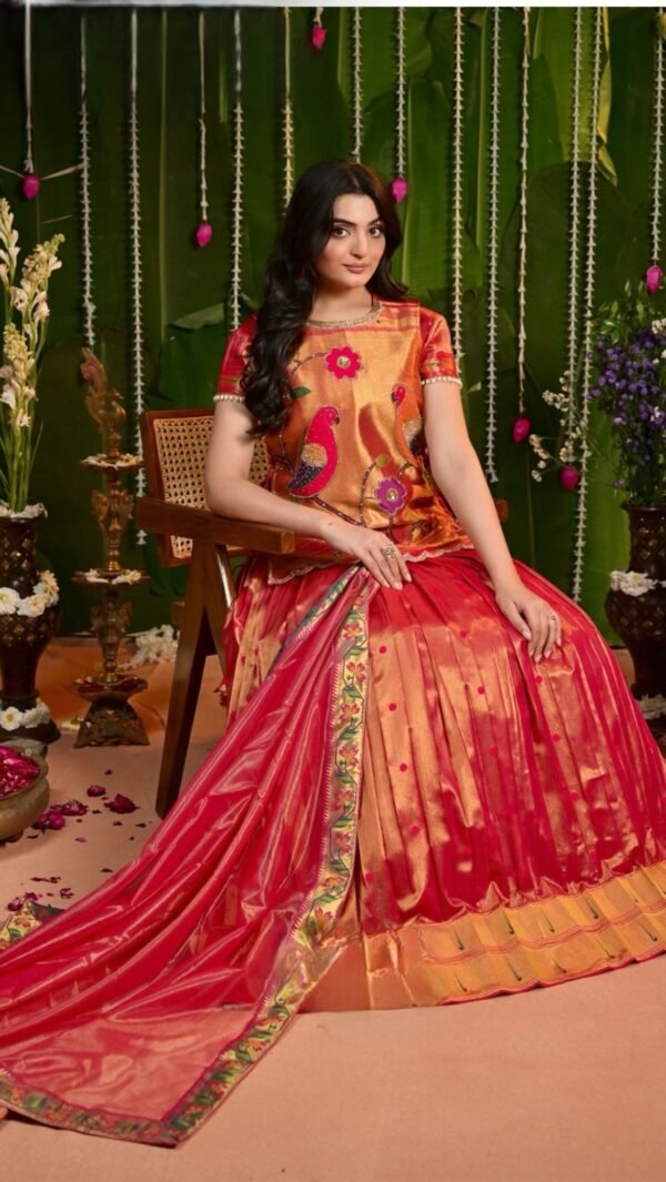 Veda 2 in 1 Silk Lehenga set with Jacket - Image 4